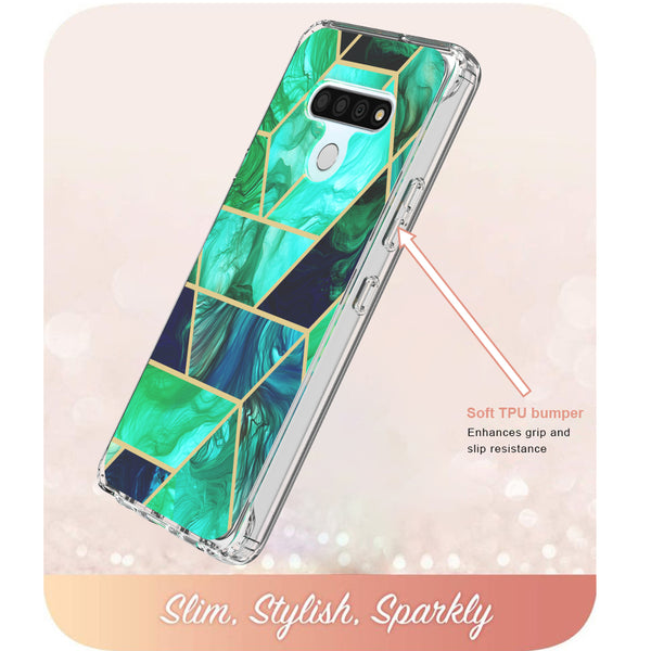 lg stylo 6 full-body case - teal marble - www.coverlabusa.com