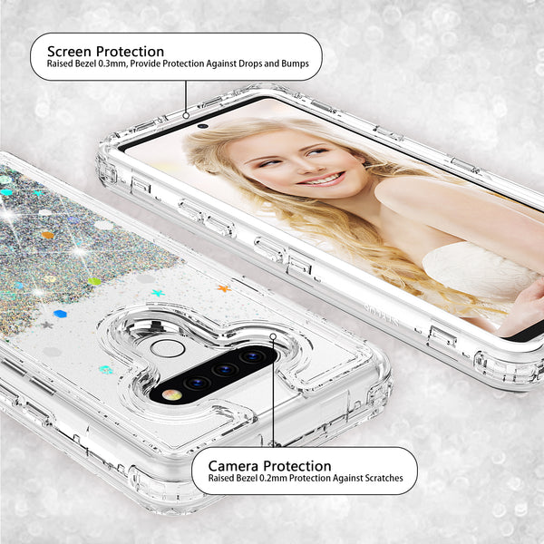 hard clear glitter phone case for lg stylo 6 - clear - www.coverlabusa.com