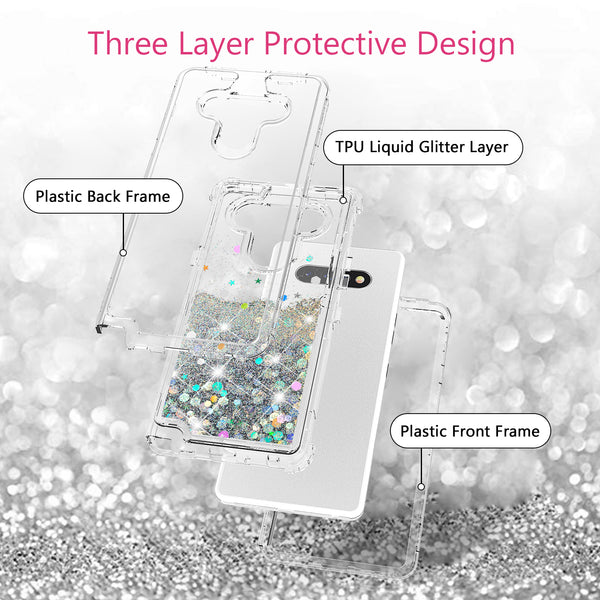 hard clear glitter phone case for lg stylo 6 - clear - www.coverlabusa.com