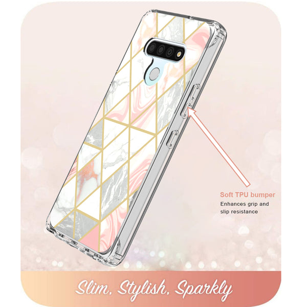lg stylo 6 full-body case - pink marble - www.coverlabusa.com