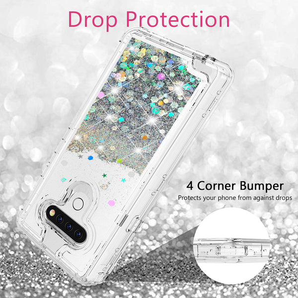 hard clear glitter phone case for lg stylo 6 - clear - www.coverlabusa.com