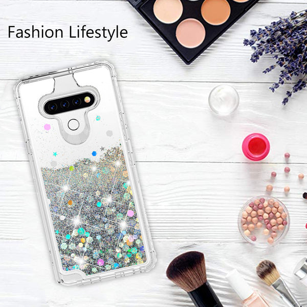 hard clear glitter phone case for lg stylo 6 - clear - www.coverlabusa.com