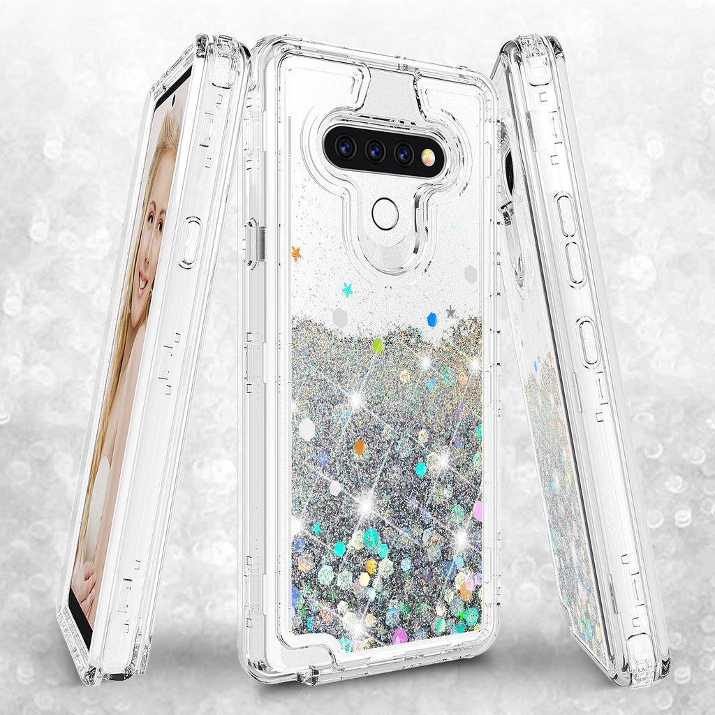 hard clear glitter phone case for lg aristo5 - clear - www.coverlabusa.com