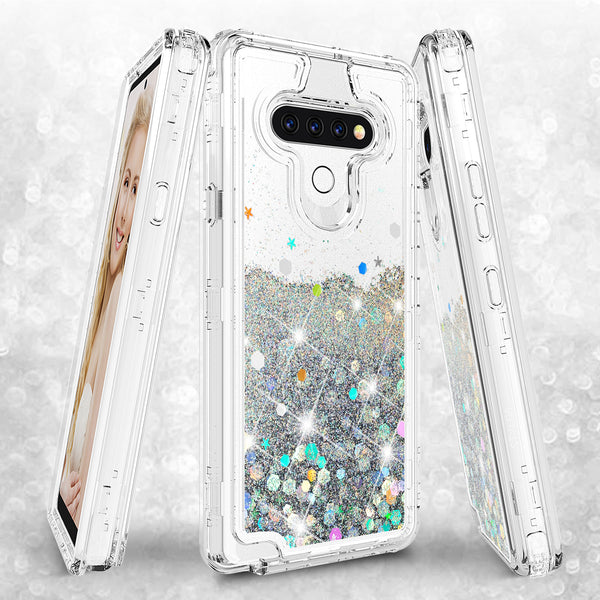 hard clear glitter phone case for lg stylo 6 - clear - www.coverlabusa.com