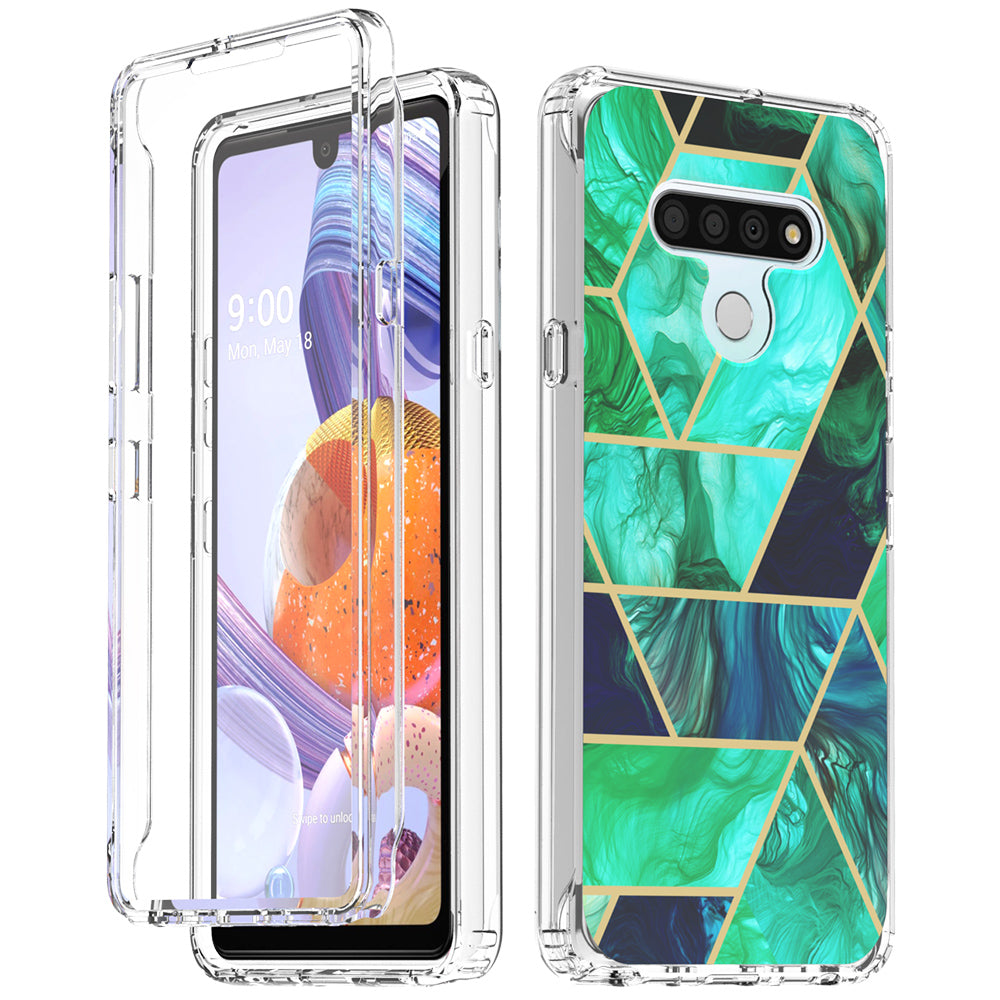 lg stylo 6 full-body case - teal marble - www.coverlabusa.com