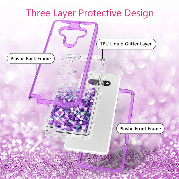 hard clear glitter phone case for lg aristo 5 - purple - www.coverlabusa.com