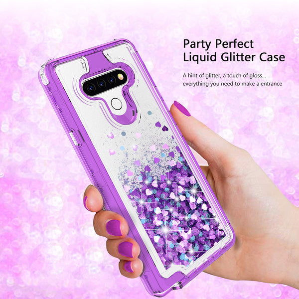 hard clear glitter phone case for lg aristo 5 - purple - www.coverlabusa.com