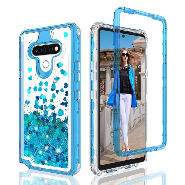 hard clear glitter phone case for lg stylo 6 - teal - www.coverlabusa.com