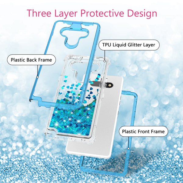 hard clear glitter phone case for lg aristo 5 - teal - www.coverlabusa.com
