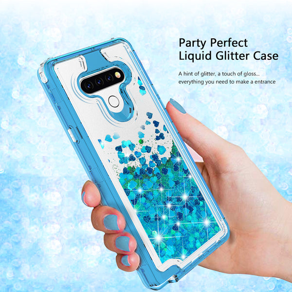 hard clear glitter phone case for lg aristo 5 - teal - www.coverlabusa.com
