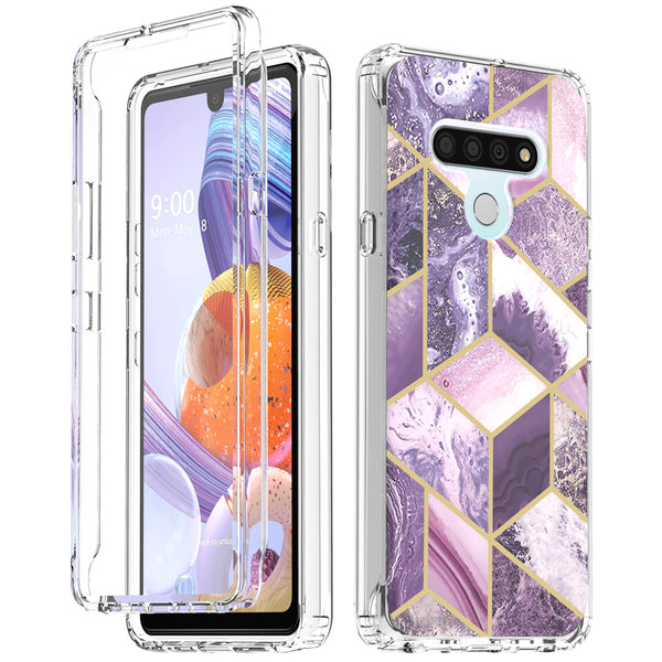 lg stylo 6 full-body case - purple marble - www.coverlabusa.com