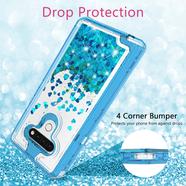 hard clear glitter phone case for lg stylo 6 - teal - www.coverlabusa.com