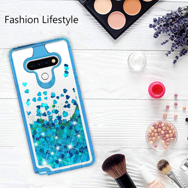 hard clear glitter phone case for lg stylo 6 - teal - www.coverlabusa.com