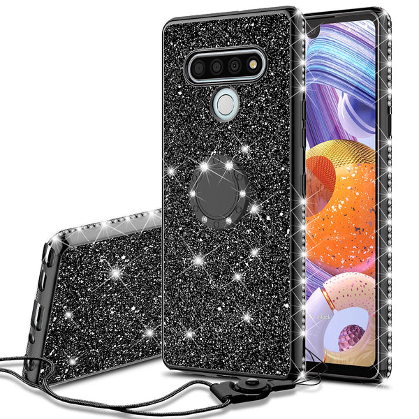 lg stylo 6 glitter bling fashion case - balck - www.coverlabusa.com