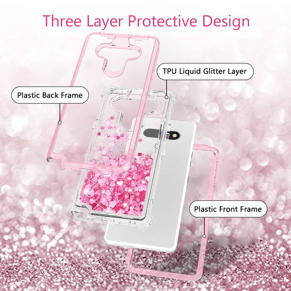 hard clear glitter phone case for lg stylo 6 - pink - www.coverlabusa.com