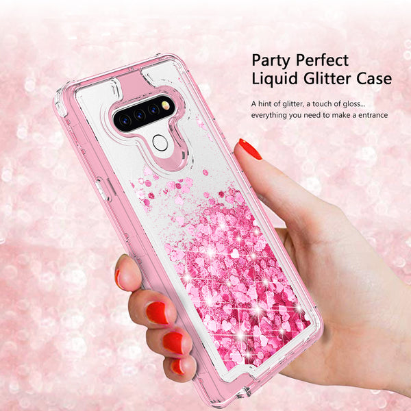 hard clear glitter phone case for lg stylo 6 - pink - www.coverlabusa.com