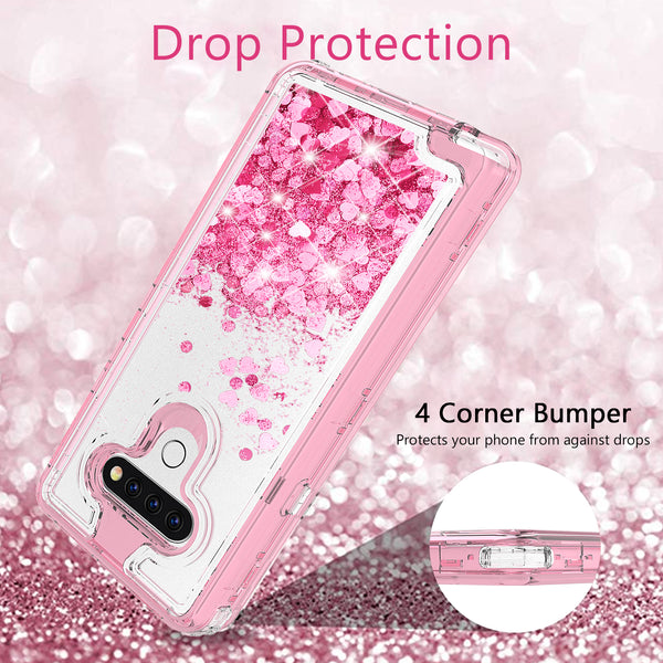 hard clear glitter phone case for lg stylo 6 - pink - www.coverlabusa.com