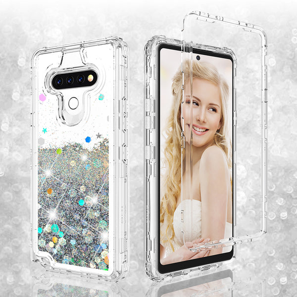 hard clear glitter phone case for lg stylo 6 - clear - www.coverlabusa.com