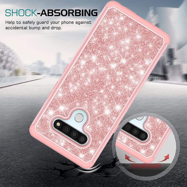 lg stylo 6 glitter hybrid case - rose gold - www.coverlabusa.com