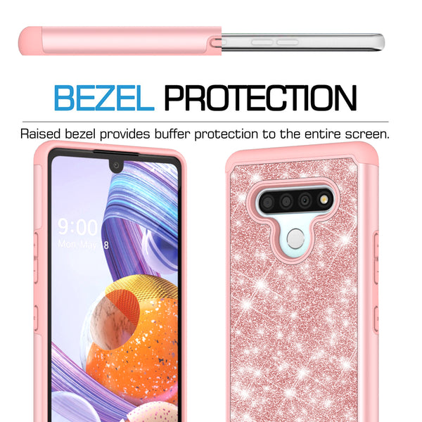 lg stylo 6 glitter hybrid case - rose gold - www.coverlabusa.com