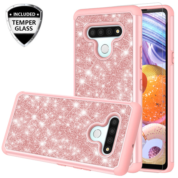 lg stylo 6 glitter hybrid case - rose gold - www.coverlabusa.com