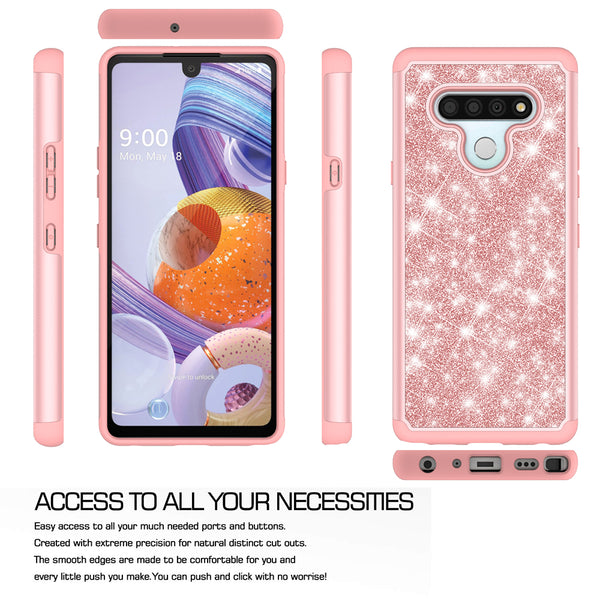 lg stylo 6 glitter hybrid case - rose gold - www.coverlabusa.com