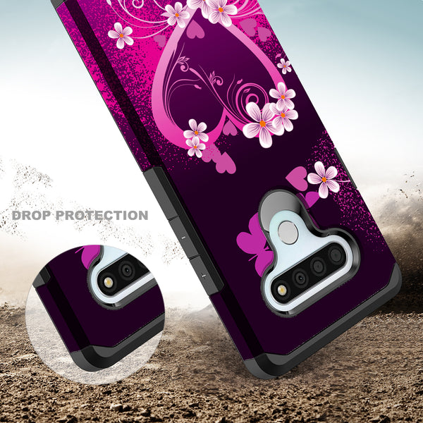 lg stylo 6 hybrid case - heart butterflies - www.coverlabusa.com