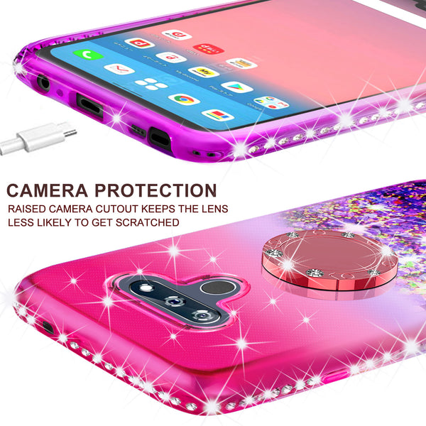 glitter phone case for lg stylo 6 - hot pink/purple gradient - www.coverlabusa.com