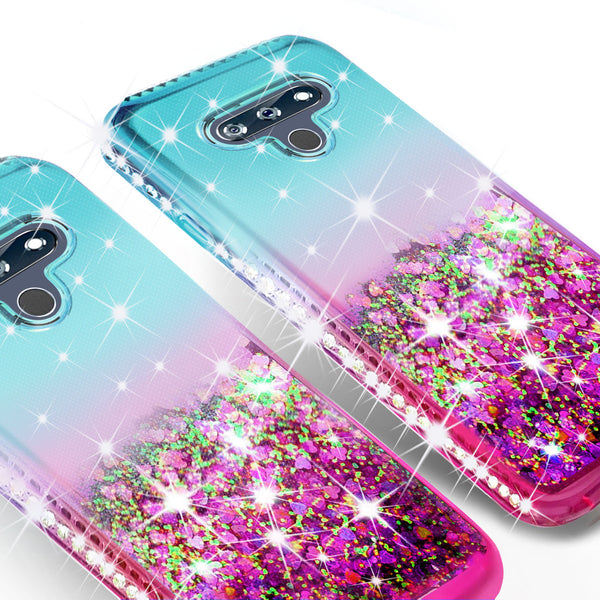 glitter phone case for lg stylo 6 -teal/pink gradient - www.coverlabusa.com