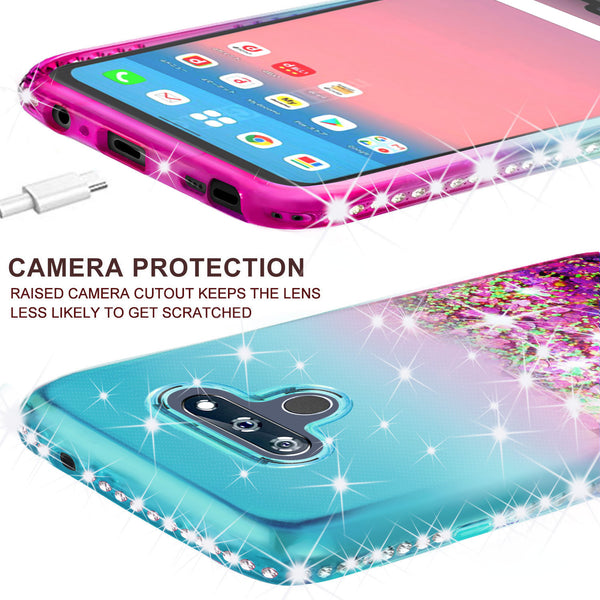 glitter phone case for lg stylo 6 -teal/pink gradient - www.coverlabusa.com