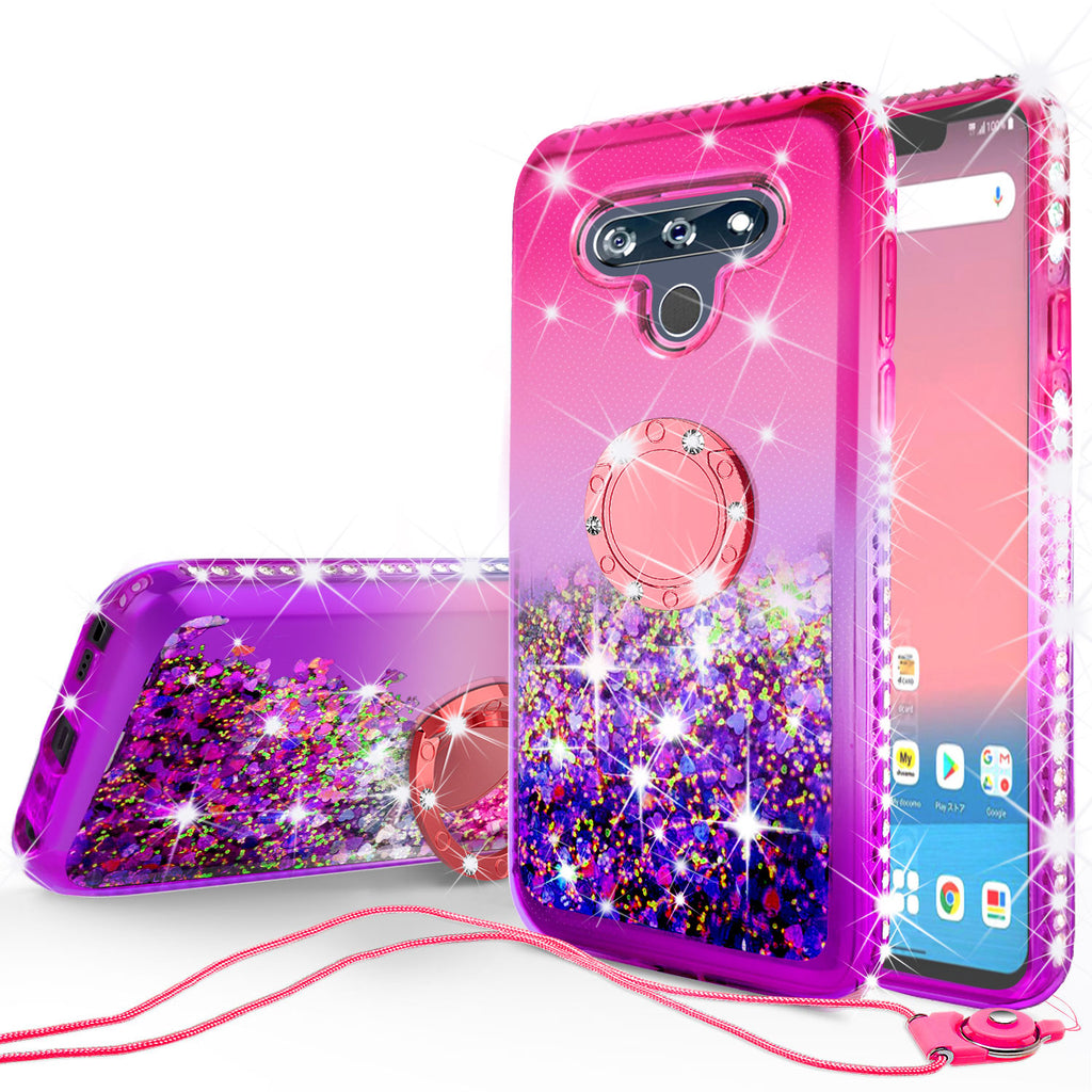 glitter phone case for lg stylo 6 - hot pink/purple gradient - www.coverlabusa.com