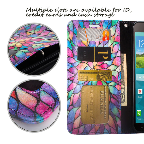 samsung galaxy mega 2 case - wallet - rainbow flower - www.coverlabusa.com