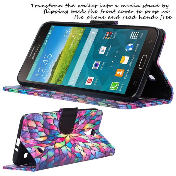 samsung galaxy mega 2 case - wallet - rainbow flower - www.coverlabusa.com