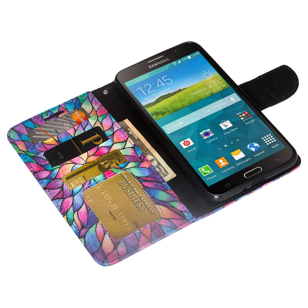 samsung galaxy mega 2 case - wallet - rainbow flower - www.coverlabusa.com