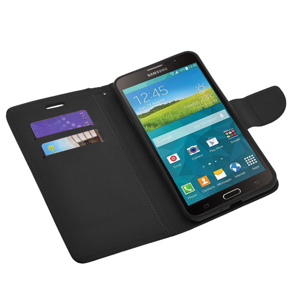 samsung galaxy mega2 leather wallet case - solid black - www.coverlabusa.com