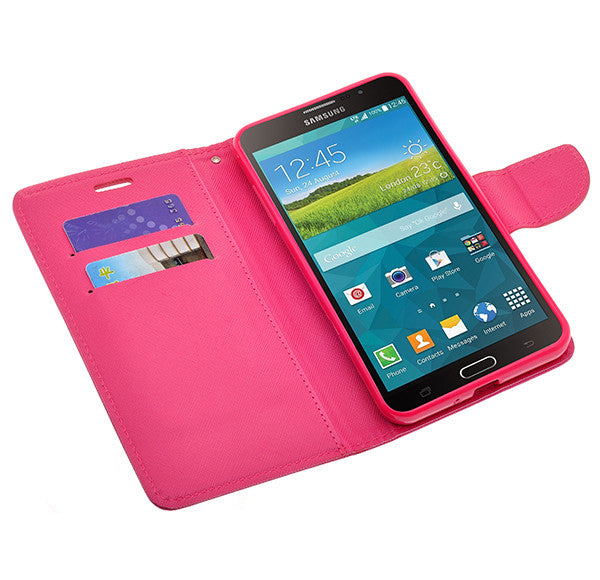 samsung galaxy mega2 leather wallet case - hot pink - www.coverlabusa.com
