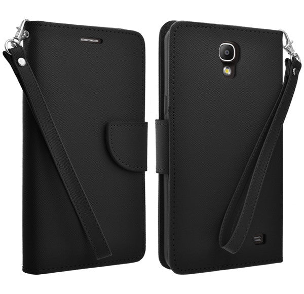 samsung galaxy mega2 leather wallet case - solid black - www.coverlabusa.com