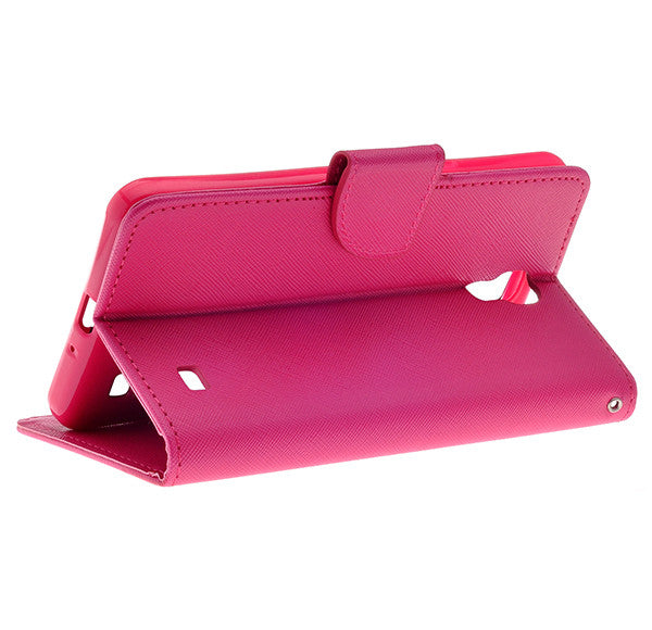 samsung galaxy mega2 leather wallet case - hot pink - www.coverlabusa.com