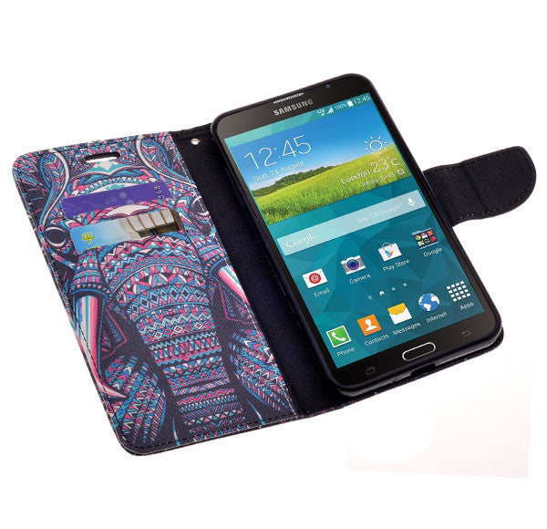samsung galaxy mega2 leather wallet case - tribal elephant - www.coverlabusa.com