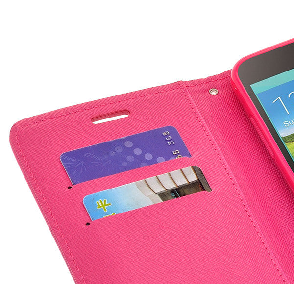 samsung galaxy mega2 leather wallet case - hot pink - www.coverlabusa.com