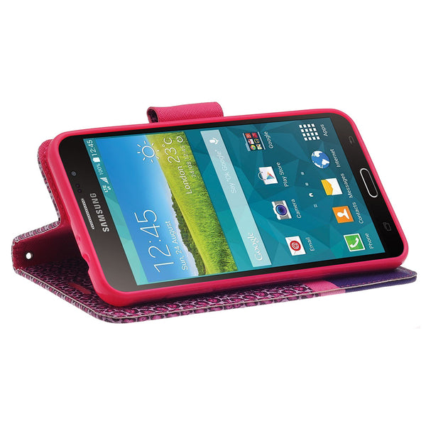 samsung galaxy mega2 leather wallet case - cheetah prints - www.coverlabusa.com