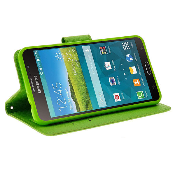 samsung galaxy mega2 leather wallet case - green - www.coverlabusa.com