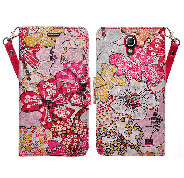 samsung galaxy mega2 leather wallet case - pink flower - www.coverlabusa.com