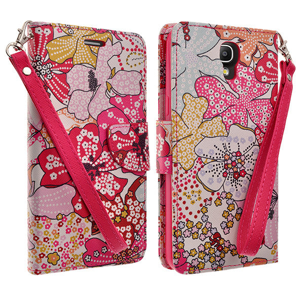 samsung galaxy mega2 leather wallet case - pink flower - www.coverlabusa.com