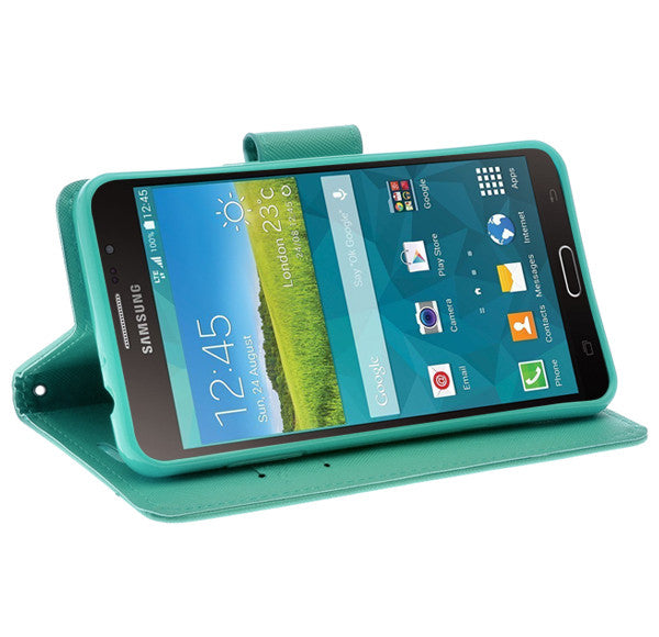 samsung galaxy mega2 leather wallet case - teal - www.coverlabusa.com