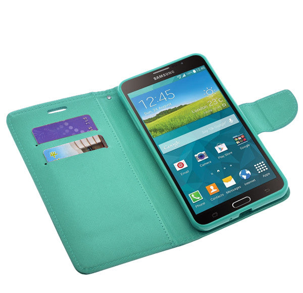 samsung galaxy mega2 leather wallet case - teal - www.coverlabusa.com