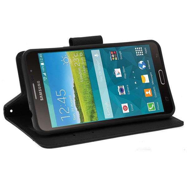 samsung galaxy mega2 leather wallet case - solid black - www.coverlabusa.com