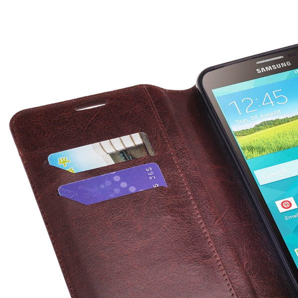 samsung galaxy mega2 leather wallet case - brown - www.coverlabusa.com