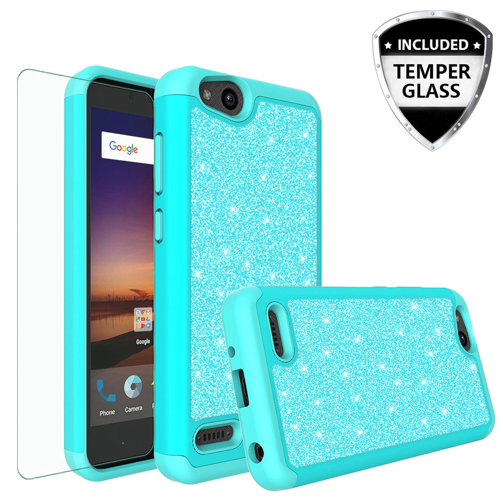 ZTE Tempo X Glitter Hybrid Case - Teal - www.coverlabusa.com