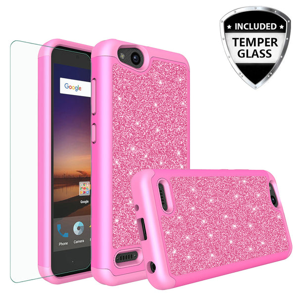 ZTE Tempo X Glitter Hybrid Case - Hot Pink - www.coverlabusa.com